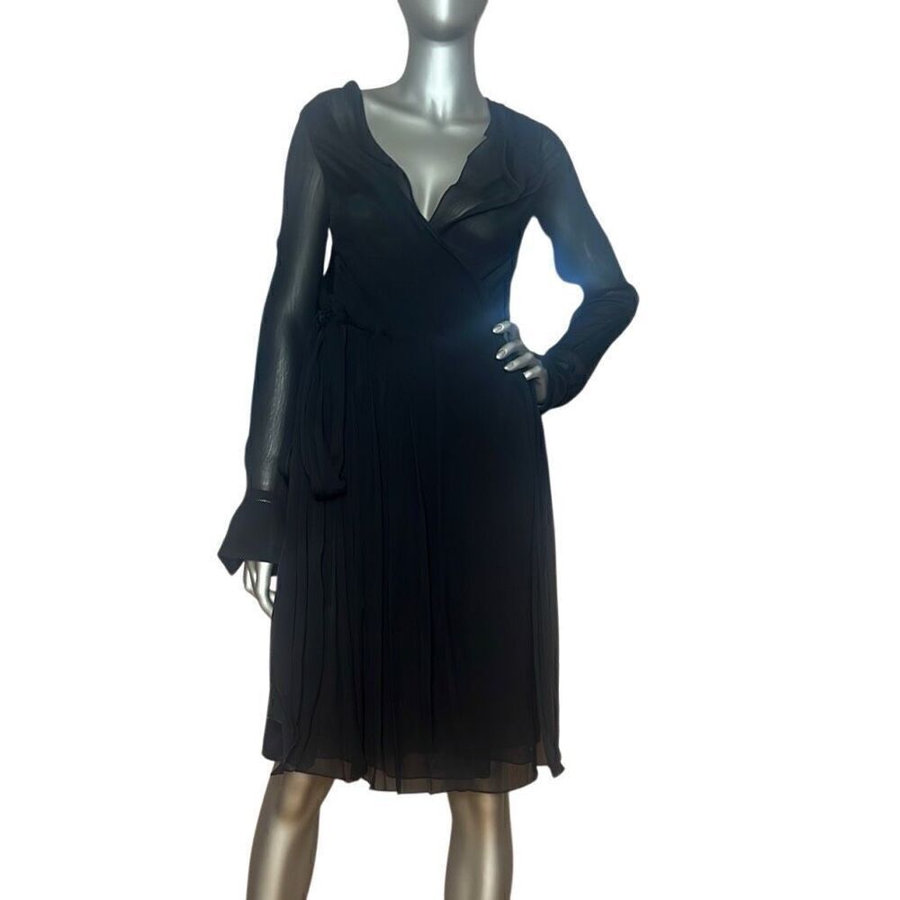 NWT Celine Black Silk Wrap Dress (012)